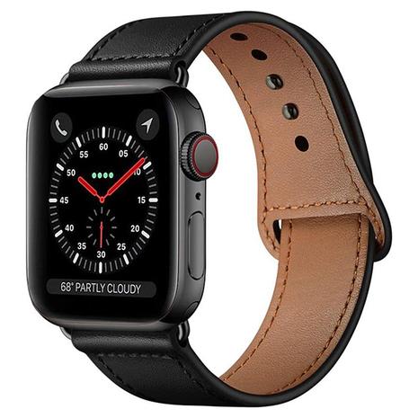 Tech-Protect LeatherFit Black - Apple Watch 42/44mm