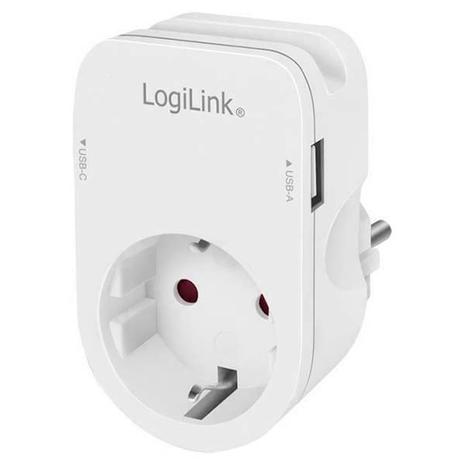 Αντάπτορας Ρεύματος LogiLink 1x Schuko with USB-A & USB-C (PA0259)
