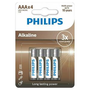 Μπαταρίες Philips Alkaline AAA LR03A4B/GRS (x4)