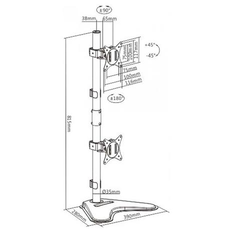 Βάση Monitor Brateck LDT66-T02V