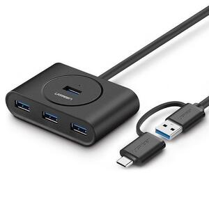 Ugreen 2-in-1 USB-C+USB 3.0 4 Ports Hub Black (40850)