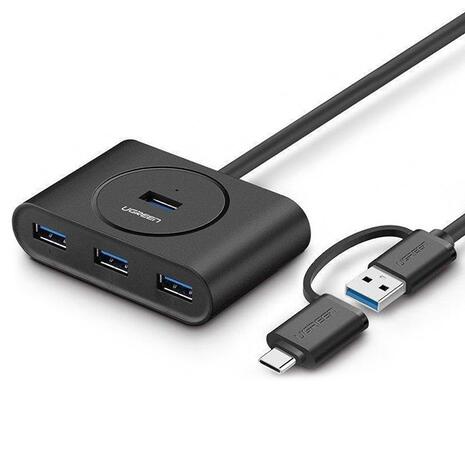Ugreen 2-in-1 USB-C+USB 3.0 4 Ports Hub Black (40850)