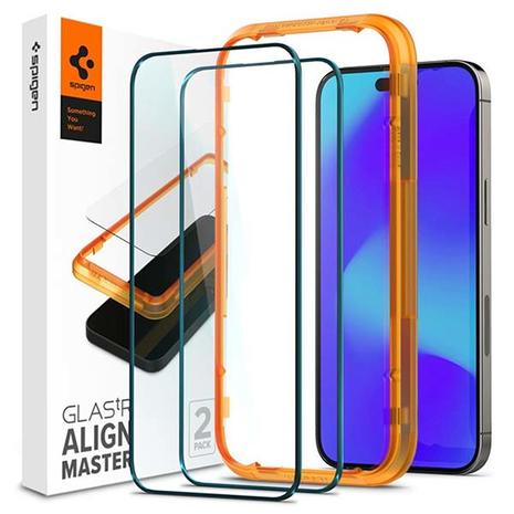 Tempered Glass Spigen® GLAS.tR ALIGNmaster Full Cover (x2) - iPhone 14 Pro (AGL05216)