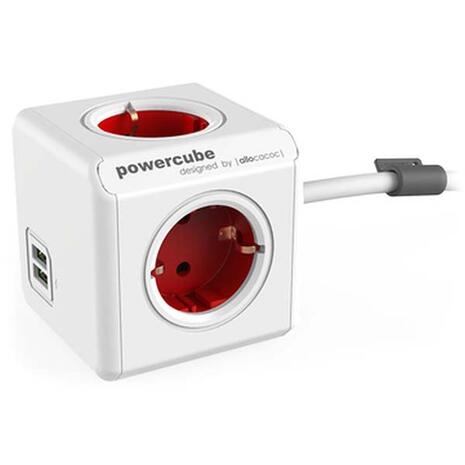 Allocacoc PowerCube | Extended USB | Boston Red (1402RD/DEEUPC)