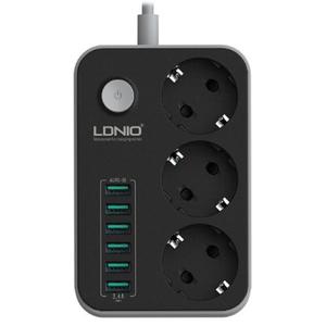 Πολύπριζο Ασφαλείας Ldnio 3x Schuko & 6x USB Black 1.6m (SE3631)