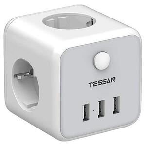 Αντάπτορας Ρεύματος Tessan PowerCube 3x Schuko & 3x USB White (TS-301-DE)