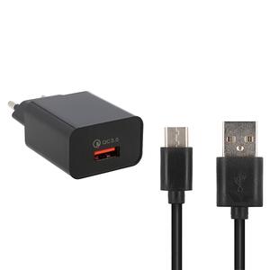 Lamtech USB QC3.0 Wall Adapter 18W & USB-C Cable 1m Black (LAM021981)