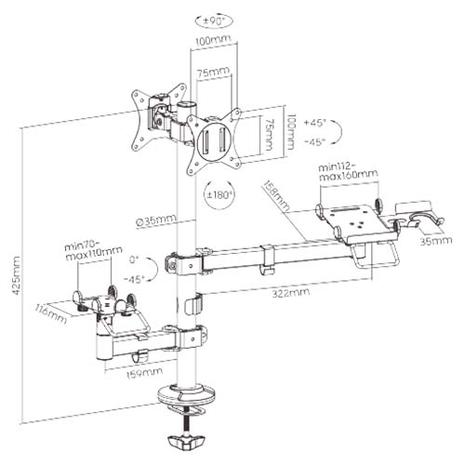 Universal POS Mounting Solution Brateck PMM-02SD