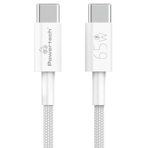 Καλώδιο Powertech Braided USB-C to USB-C 65W White 1m (PTR-0181)