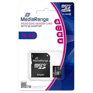 Κάρτα Μνήμης MediaRange microSDHC 16GB with Adapter (MR958)