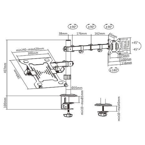 Βάση Monitor Brateck LDT66-C024ML