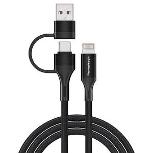 Καλώδιο Powertech Braided USB-Α+C to Lightning Black 1.5m (PTR-0159)