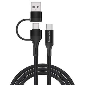 Καλώδιο Powertech Braided USB-Α+C to USB-C Black 1.5m (PTR-0158)