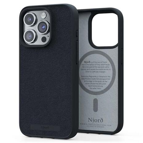 Θήκη Njord Suede MagSafe Black - iPhone 15 Pro (8720574622171)