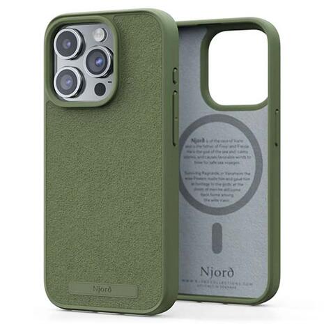 Θήκη Njord Suede MagSafe Olive - iPhone 15 Pro (8720574622096)