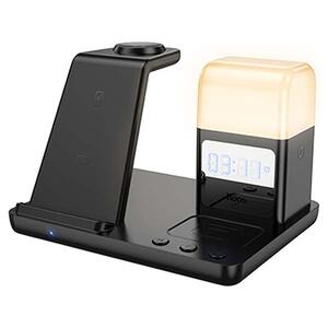Wireless Charging Desktop Stand with Lamp 3-in-1 Hoco CQ9 Black (HC-CQ9-BK)