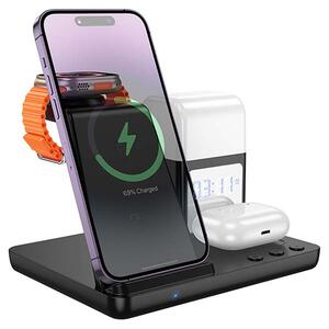 Wireless Charging Desktop Stand with Lamp 3-in-1 Hoco CQ9 Black (HC-CQ9-BK)