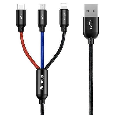 Καλώδιο Baseus Three Primary Colors 3-in-1 USB to micro USB/Lightning/USB-C 0.3m (CAMLT-ASY01)