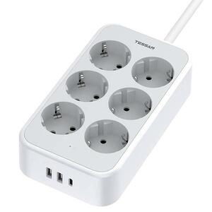 Πολύπριζο Tessan 6x Schuko, 2x USB & 1x USB-C White 2m (TS-PS02DE00)