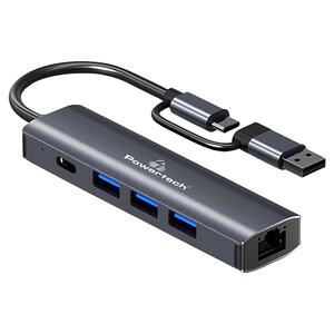 Powertech 4-Port USB-Α+C Hub Grey (PTR-0150)