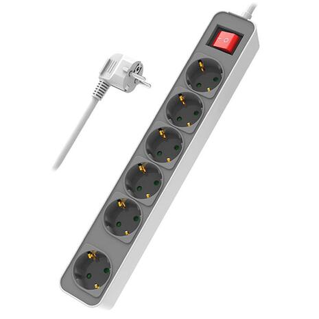 Πολύπριζο Ασφαλείας Powertech 6 Schuko White 1.4m (PT-1058)