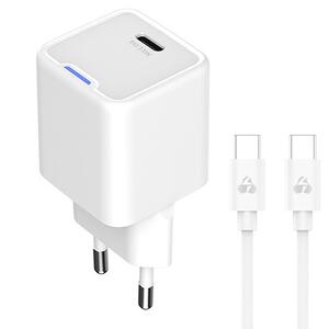 Powertech Wall Adapter USB-C 33W & USB-C Cable White (PT-1225)