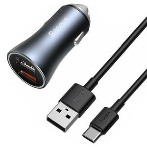 Car Charger Baseus 40W Hgh Power Dual Quick Charger U+U Set Gray (TZCCJD-A0G)