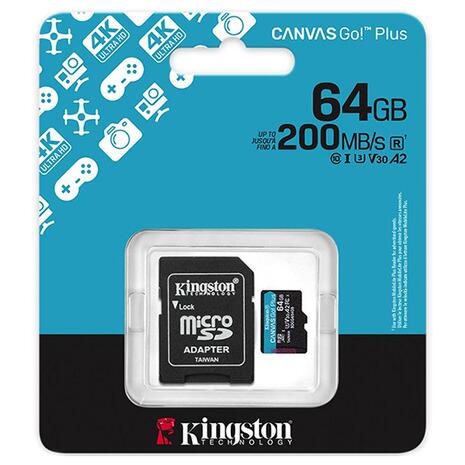 Κάρτα Μνήμης Kingston CANVAS Go! Plus microSDXC 64GB with Adapter (SDCG4/64GB)