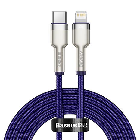 Καλώδιο Baseus Cafule Metal Data Cable 20W USB-C to Lightning Purple 2m (CATLJK-A05)