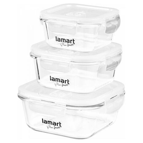 Σετ 3 Γυάλινα Δοχεία Φαγητού (320ml/520ml/800ml) Lamart AIR | LT6012