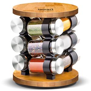 Περιστρεφόμενη Βάση Μπαχαρικών με 12 Γυάλινα Βάζα Lamart SAPOR | LT7051