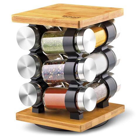 Περιστρεφόμενη Βάση Μπαχαρικών με 12 Γυάλινα Βάζα Lamart GUSTO | LT7010