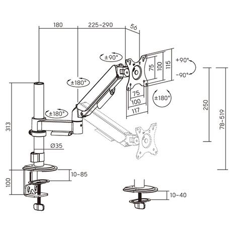 Βάση Monitor Brateck LDT97-C012PE