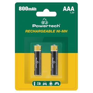 Επαναφορτιζόμενες Μπαταρίες Powertech Rechargeable NI-MH (800mAh) AAA PT-1403 (x2)