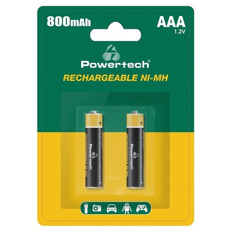 Επαναφορτιζόμενες Μπαταρίες Powertech Rechargeable NI-MH (800mAh) AAA PT-1403 (x2)