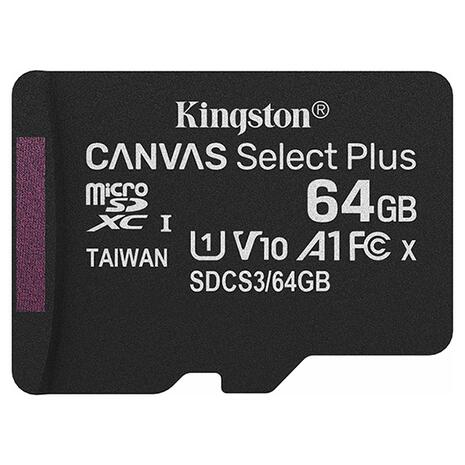 Κάρτα Μνήμης Kingston CANVAS Select Plus Gen3 microSDXC 64GB (SDCS3/64GBSP)