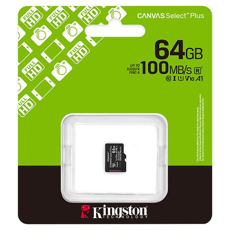 Κάρτα Μνήμης Kingston CANVAS Select Plus Gen3 microSDXC 64GB (SDCS3/64GBSP)