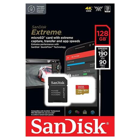 Κάρτα Μνήμης Sandisk Extreme microSDXC 128GB with Adapter (SDSQXAA-128G-GN6MA)