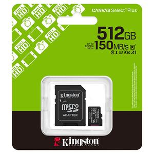 Κάρτα Μνήμης Kingston CANVAS Select Plus Gen3 microSDXC 512GB with Adapter (SDCS3/512GB)