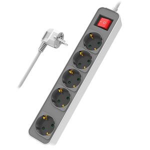 Πολύπριζο Ασφαλείας Powertech 5x Schuko White 1.4m (PT-1057)