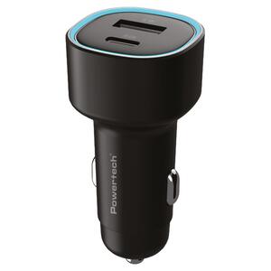 Car Charger Powertech 85W USB-A & USB-C Black (PT-1539)