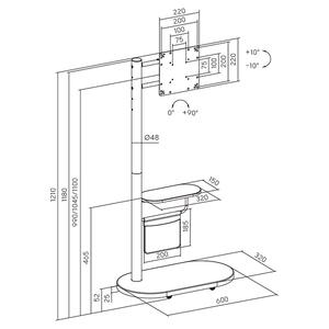 Βάση TV Brateck FS54-22T-02W-BK