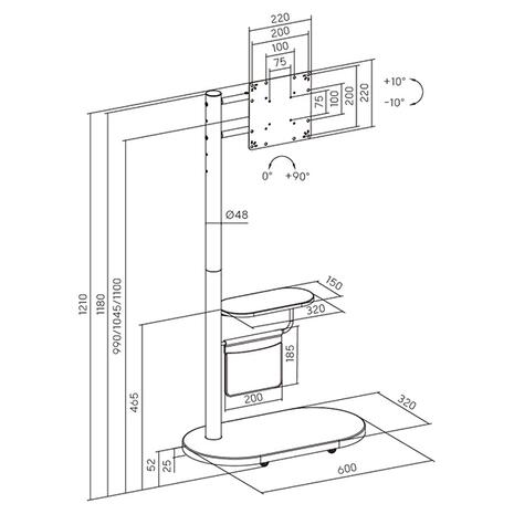 Βάση TV Brateck FS54-22T-02W-BK