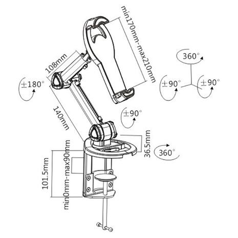Tablet Mount Brateck PAD18-02