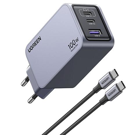 Ugreen Nexode Pro 3-Port GaN Fast Charger 100W X757 Gray (25874)