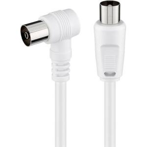 Καλώδιο TV Powertech Coax M/F 90° White 1.5m (CAB-V040)