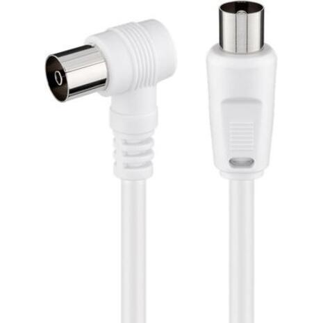 Καλώδιο TV Powertech Coax M/F 90° White 1.5m (CAB-V040)