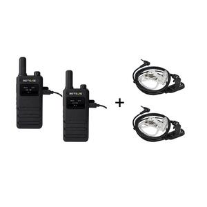Walkie Talkie Retevis B63S with LCD Screen (2-pack) + 2x G-Hook earpiece C9250A, Transparent