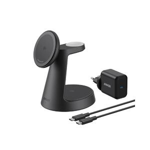 Anker (MagGo) Ultra Compact 3-in-1 Qi2 Charging Stand Black (B25M4G11)