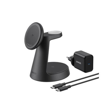 Anker (MagGo) Ultra Compact 3-in-1 Qi2 Charging Stand Black (B25M4G11)